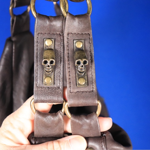 Thomas Wylde Designer Circus Leather Skull-Studded Hobo Bag with Chain Straps - Picture 9 of 15